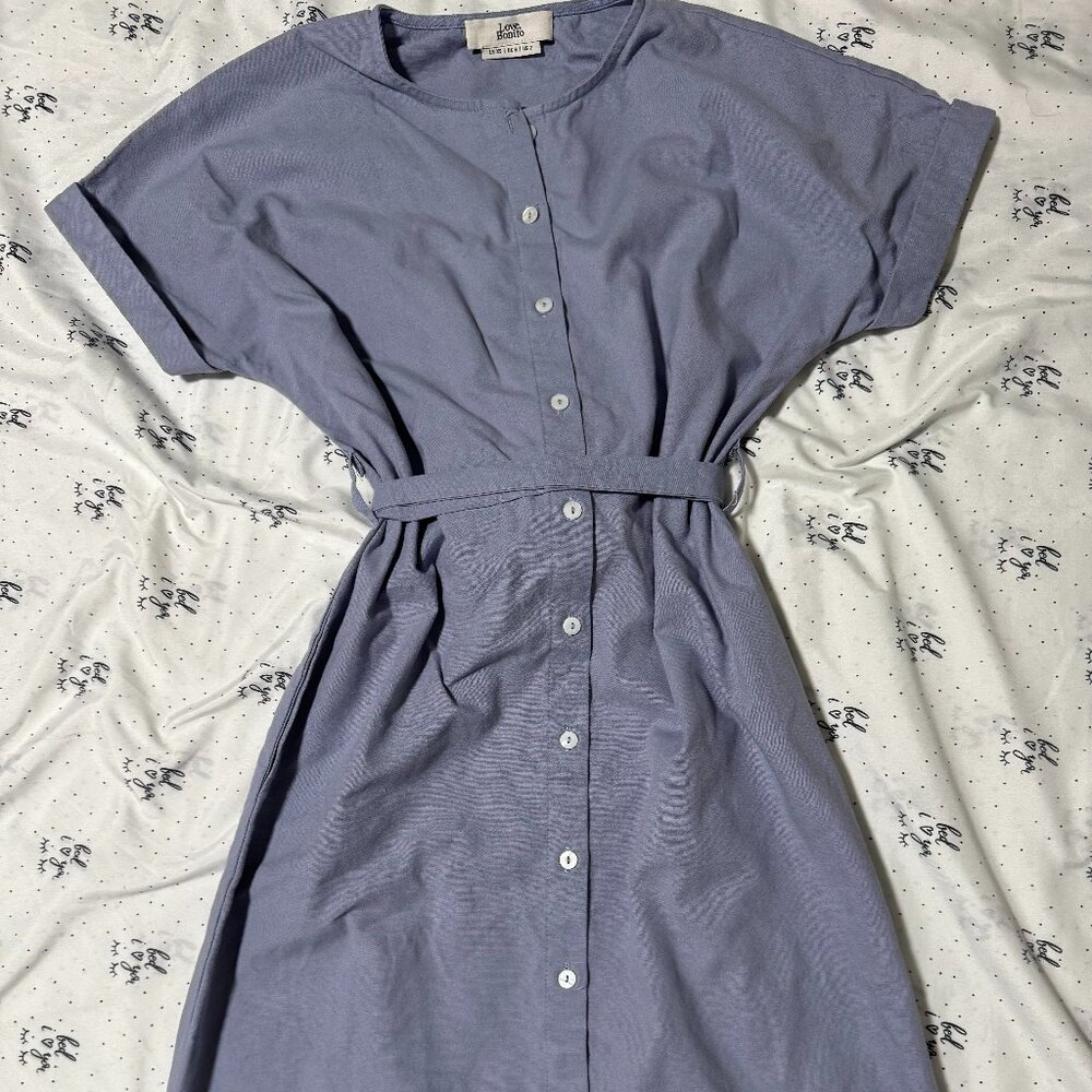 Love Bonito Button Down Linen Maxi Dress (XS, Periwinkle)